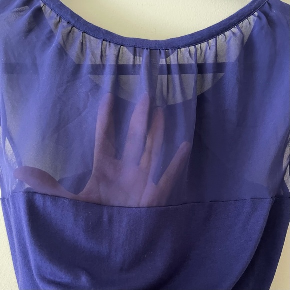 Banana Republic Royal Purple Half Sheer Cap Sleeve Scoop Neck Top Size US M - Picture 8 of 12